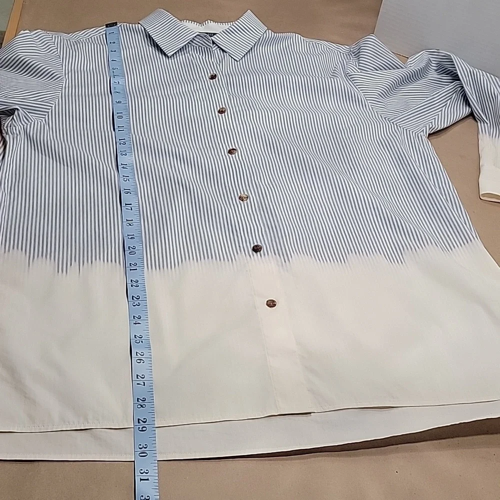 Lafayette 148 New York, Spice Multi Everson Dip-Dye Shirt, Size M, EUC. - Picture 6 of 11